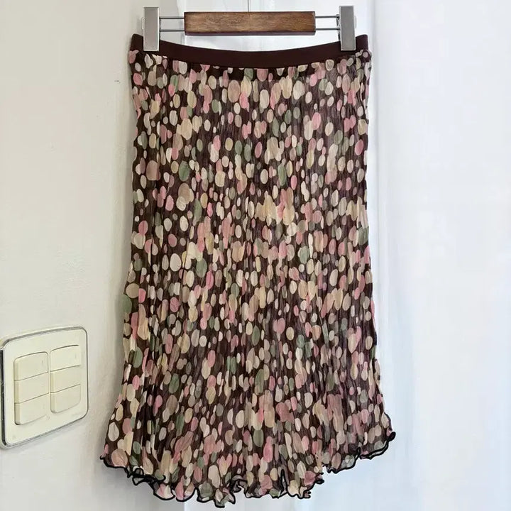 [SOLD OUT] 도트 레이어드 언발 시스루 미디 스커트  JPN