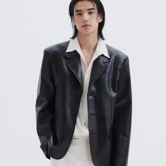 [BUNJANG] Lemad Vegan Leather Blazer Black Size 2 / 르마드 비건레더 블레이저 블랙 2사이즈