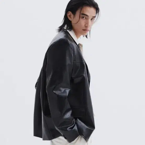 [BUNJANG] Lemad Vegan Leather Blazer Black Size 2 / 르마드 비건레더 블레이저 블랙 2사이즈