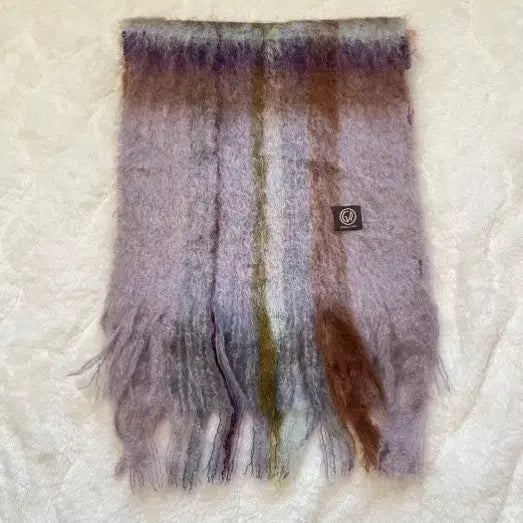 [BUNJANG] Purple Check Mohair Scarf / 보라색 체크 모헤어 머플러