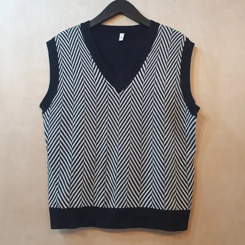 [BUNJANG] Herringbone Pattern Knit Vest XL / 헤링본 패턴 니트 조끼 XL