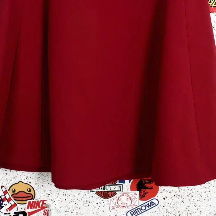 [BUNJANG] Jigott Color-block Simple Red Skirt / 여성67 / 지고트 배색 심플 레드스커트RD 5-56