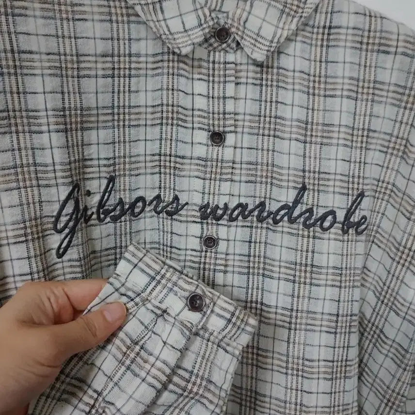 [BUNJANG] Thursday Island Embroidered Check Blouse / 새상품 S 앞자수 체크 블라우스  써스데이아일랜드