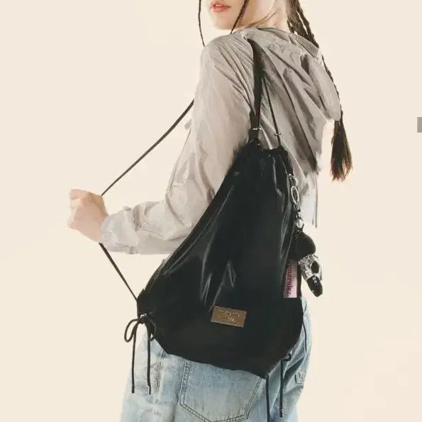 [SOLD OUT] 마스마룰즈 블랙 힙색 백팩 + 키링 304 Gym sack string