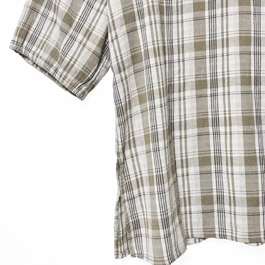 [BUNJANG] Vintage Check Pattern Blouse Shirt Beige / 일본빈티지 반오픈버튼업 체크핀턱블라우스셔츠티베이지 모리걸하구미룩갸루y2k