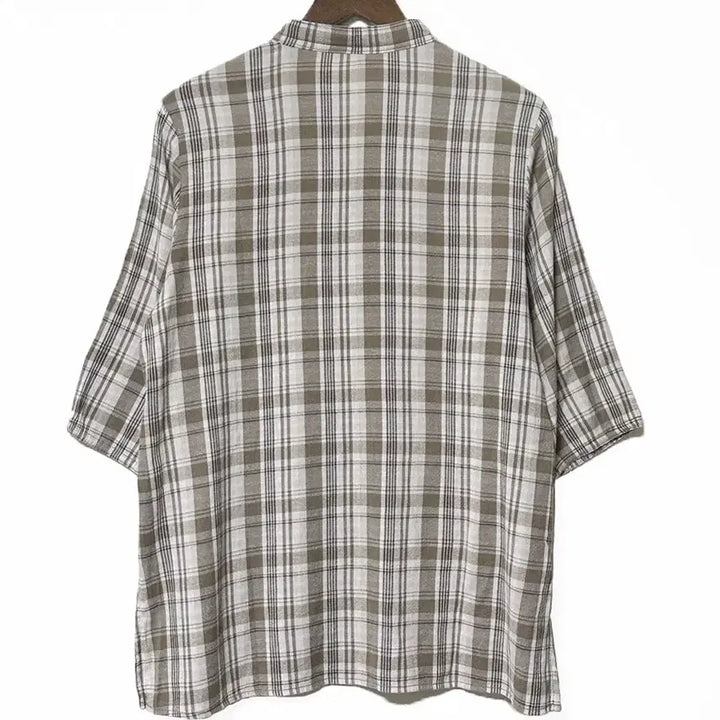 [BUNJANG] Vintage Check Pattern Blouse Shirt Beige / 일본빈티지 반오픈버튼업 체크핀턱블라우스셔츠티베이지 모리걸하구미룩갸루y2k