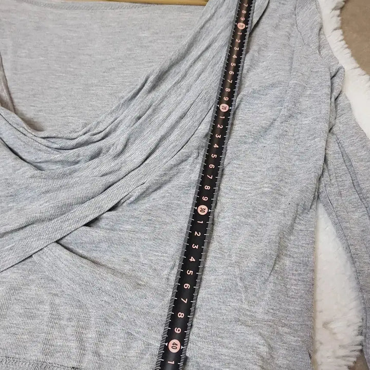 [BUNJANG] Gray Drape Long Sleeve T-shirt / 회색 드레이프 긴팔 티셔츠.55~66