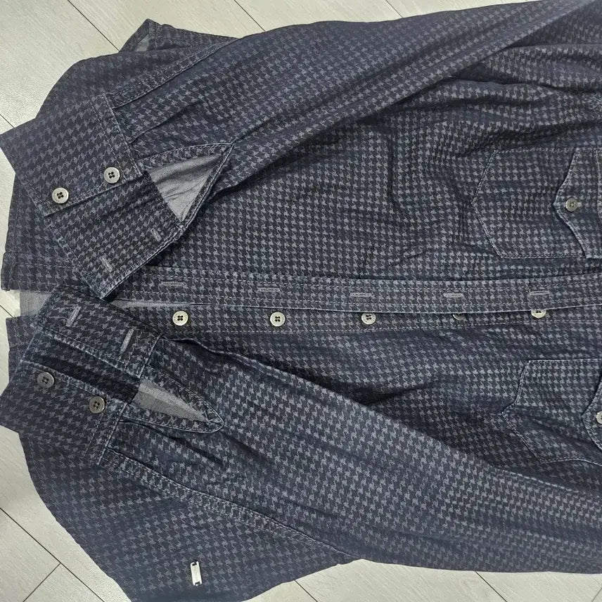 [BUNJANG] Tommy Hilfiger Houndstooth Check Leather Patch Shirt / 타미힐피거 하운즈투스체크 셔츠 s