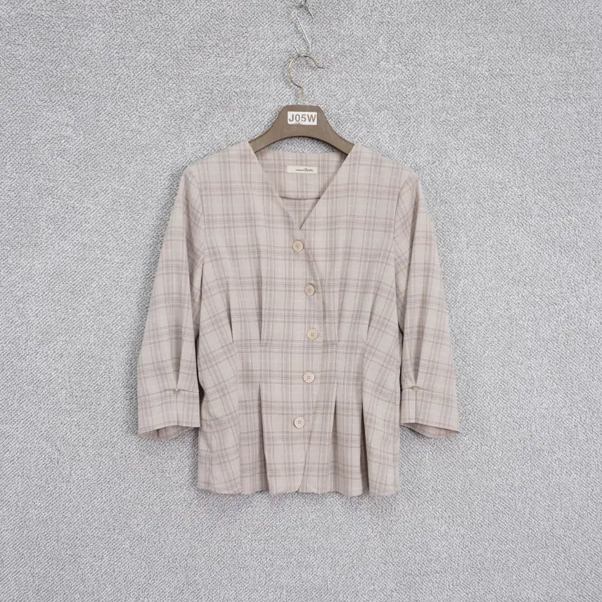 [BUNJANG] Roem Check Pattern Pintuck Blouse / 로엠 20SS 여성 체크패턴 핀턱 블라우스 55size
