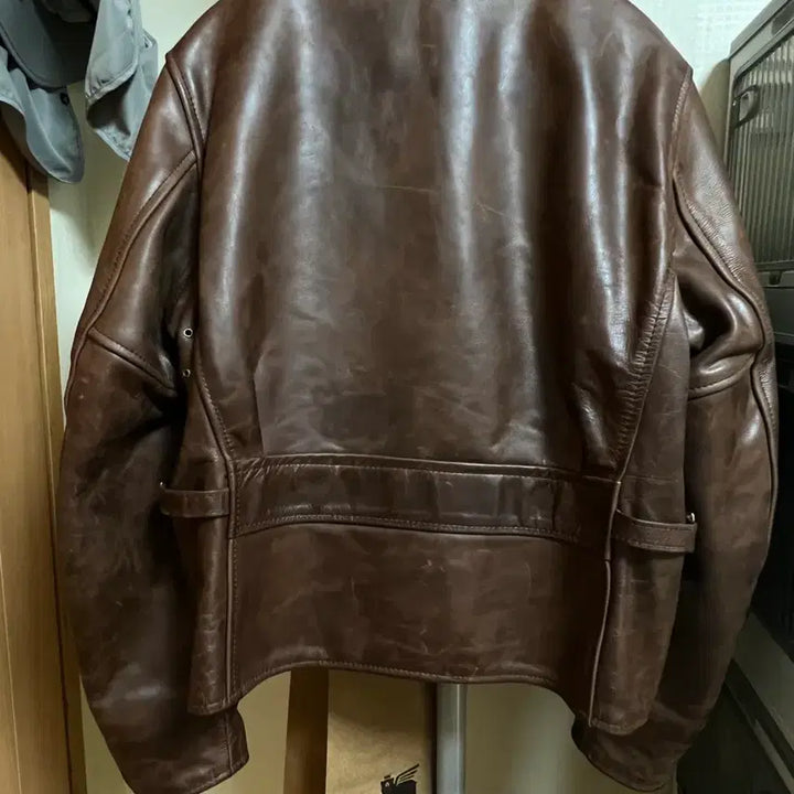 [BUNJANG] Aero Leather Steerhide Half Belt Jacket / [34] 에어로레더 스티어하이드 하프벨트