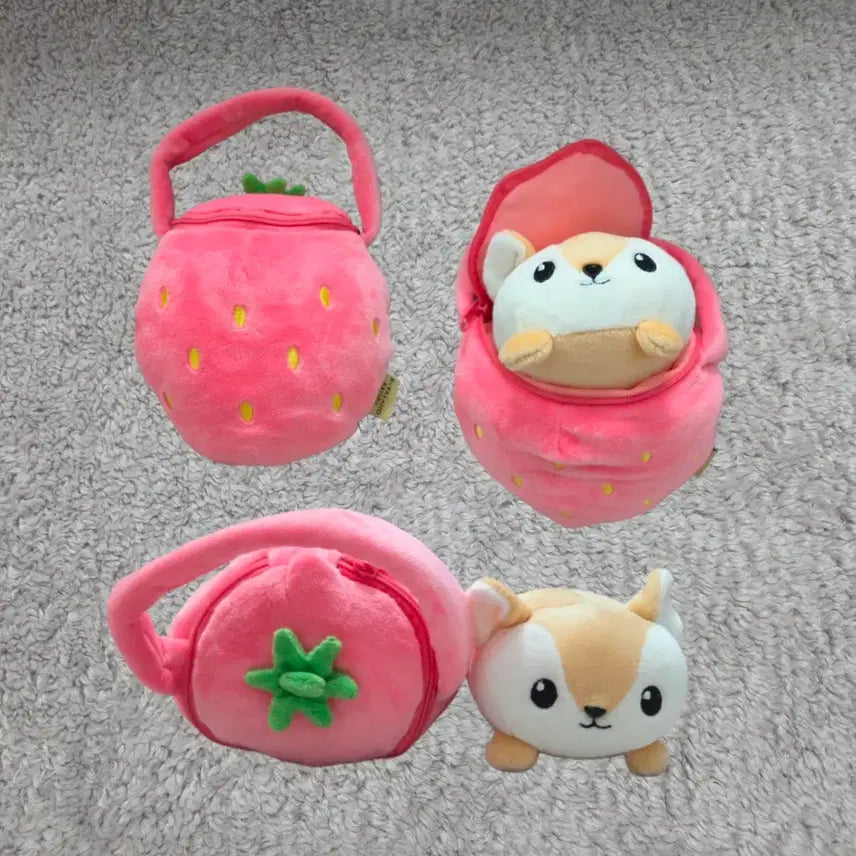 [BUNJANG] Everland Fox Doll Strawberry Pouch / 에버랜드 여우 인형 딸기 파우치