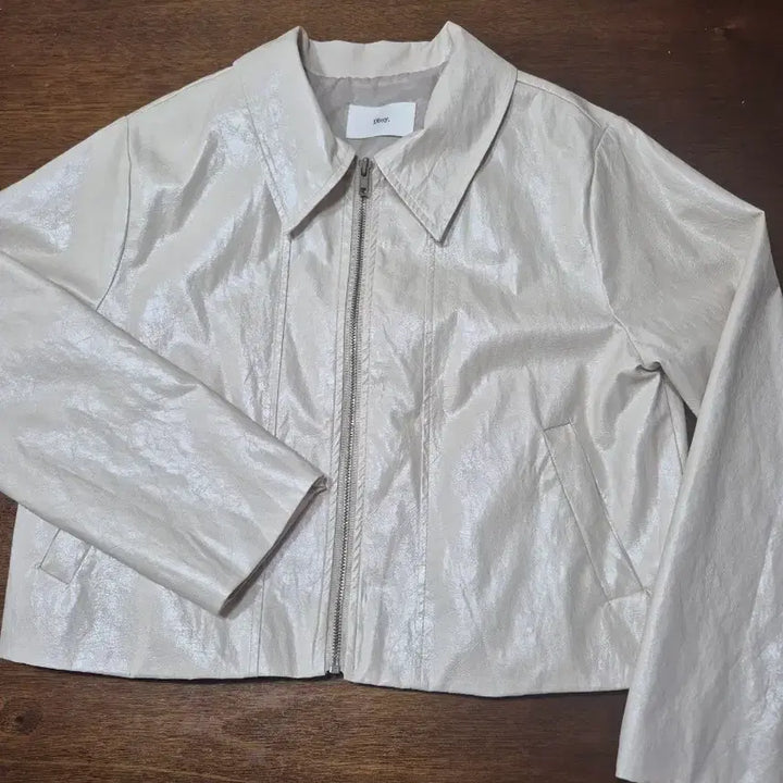 [BUNJANG] Ivory Leather Crop Jacket / 아이보리 레더 크롭 자켓