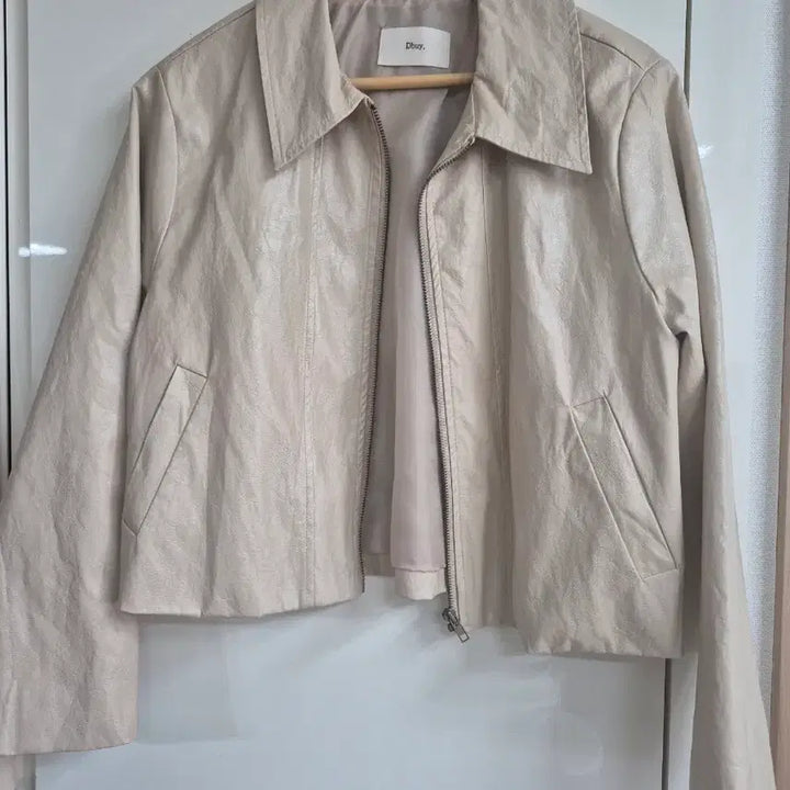 [BUNJANG] Ivory Leather Crop Jacket / 아이보리 레더 크롭 자켓