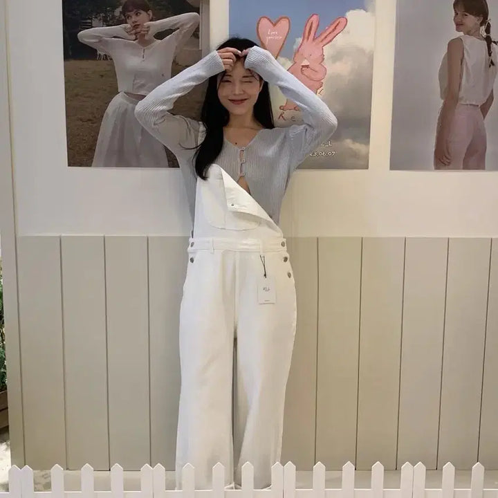 [BUNJANG] Re_L White Denim Overalls / Re_L 리엘 화이트 멜빵 바지 데님