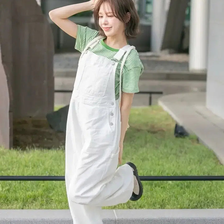 [BUNJANG] Re_L White Denim Overalls / Re_L 리엘 화이트 멜빵 바지 데님