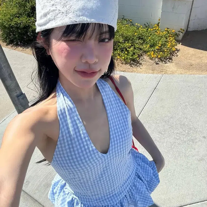 [BUNJANG] Without Summer Marine Halter Top / 위드아웃썸머 마린 홀터 탑