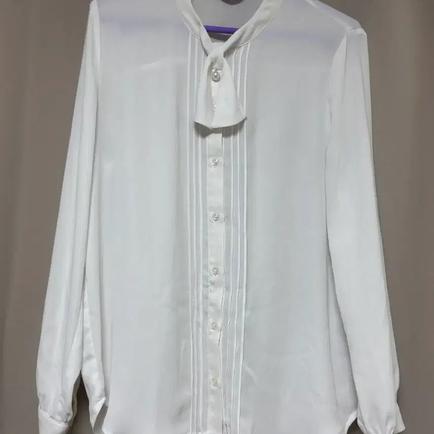 [BUNJANG] White Ribbon Blouse / 화이트 리본 블라우스 긴팔