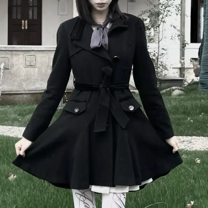 [BUNJANG] Banila B. Black High-Neck Coat / 블랙 하이넥 코트 중성계 지뢰 펑크 y2k banila b. 고딕