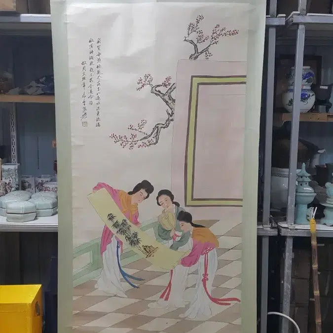 [SOLD OUT] 중국유명화가 장대천의 사녀도 고화 그림 족자 골동품 미술품 수집품