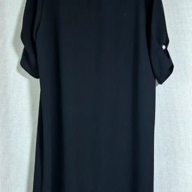 [BUNJANG] Black Pearl Embellished Drape Dress / 블랙 진주 장식 원피스