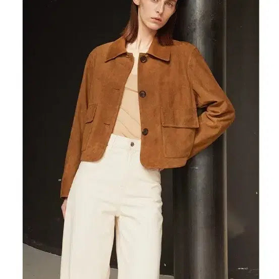 [BUNJANG] VERDEMAR Suede Leather Jacket Brown / VERDEMAR 베르데마르 스웨이드 가죽 자켓 브라운 s