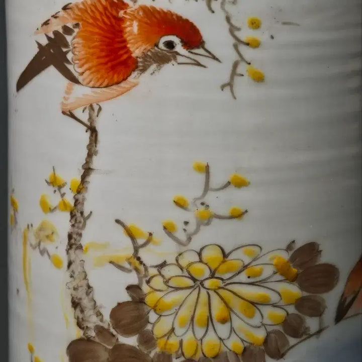 [BUNJANG] Guangxu Period Porcelain Brush Holder with Painted Birds and Flowers / 광서년제 육필 분채 화조문 필통 중국도자기 골동품 미술품 수집품