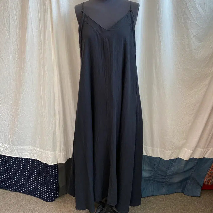 [BUNJANG] Cotton Black Long Dress (One Size) / 코튼 블랙 롱원피스(F)