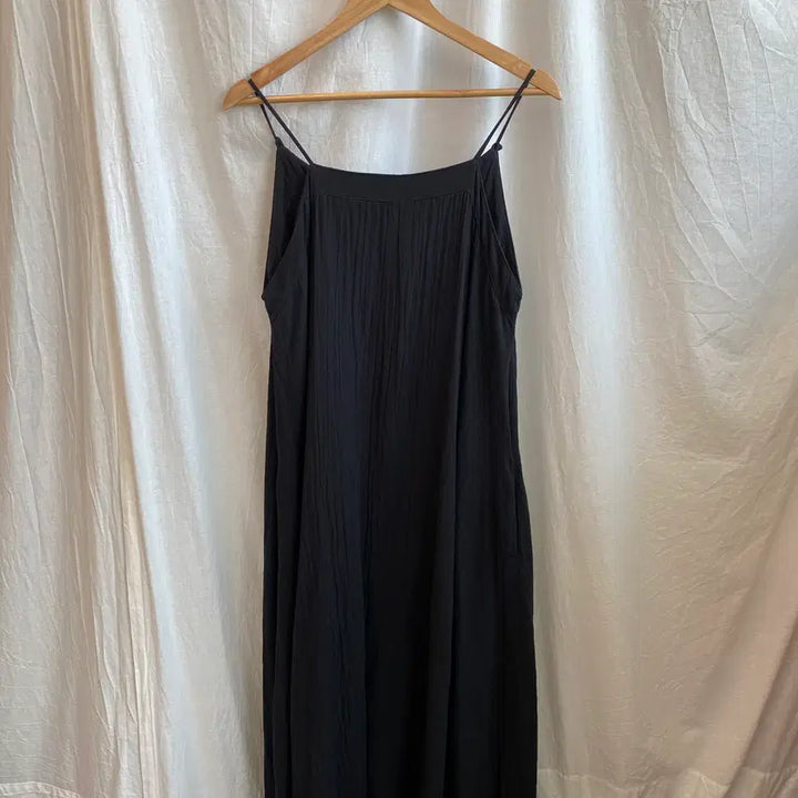 [BUNJANG] Cotton Black Long Dress (One Size) / 코튼 블랙 롱원피스(F)
