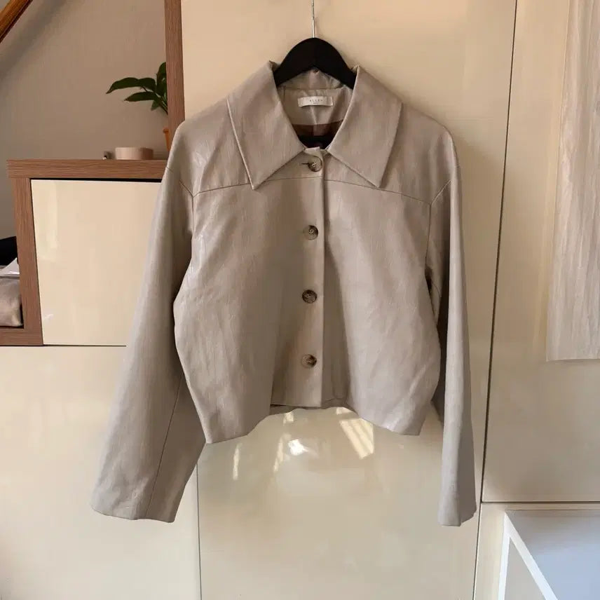 [BUNJANG] Leather Jacket Ivory / 레더 자켓 아이보리