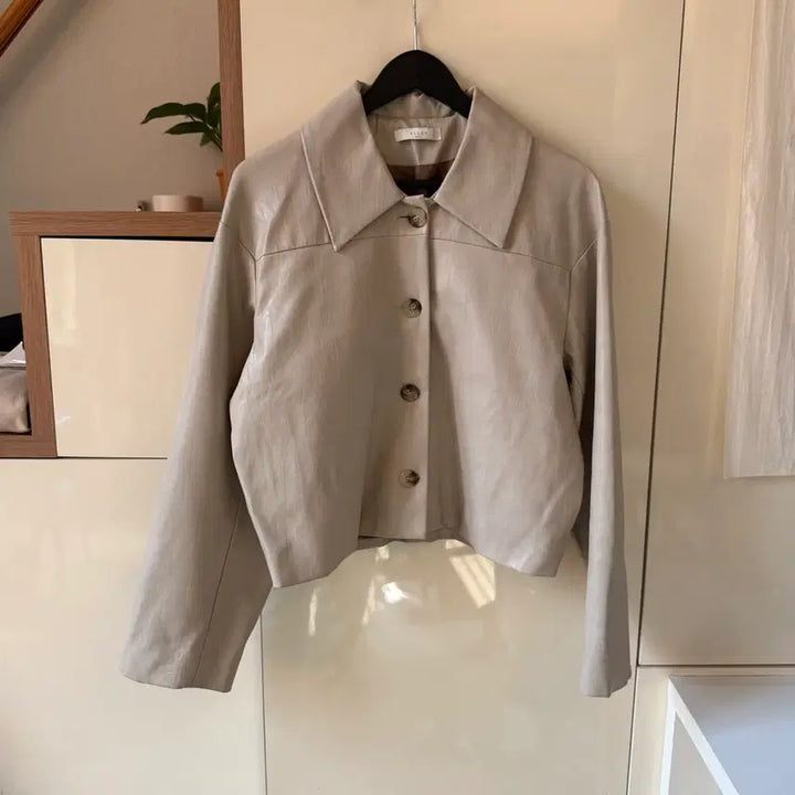 [BUNJANG] Leather Jacket Ivory / 레더 자켓 아이보리