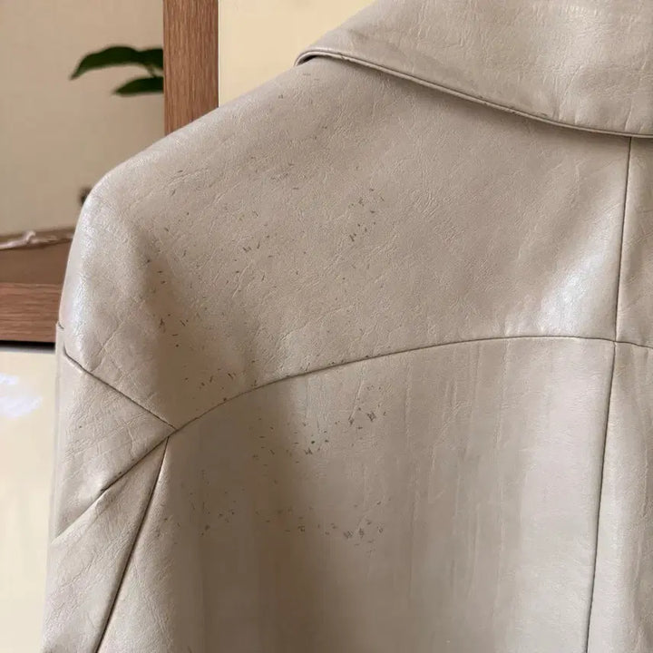 [BUNJANG] Leather Jacket Ivory / 레더 자켓 아이보리