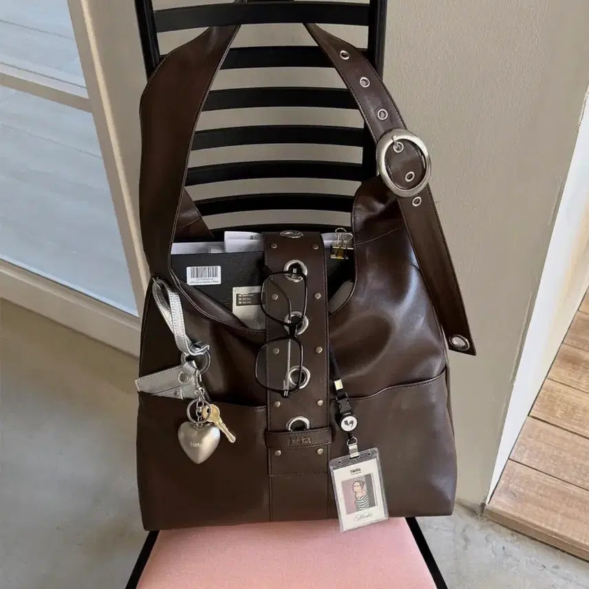 [BUNJANG] Hieta Brown Leather Shoulder Bag / hieta 히에타 브라운 가죽 숄더백