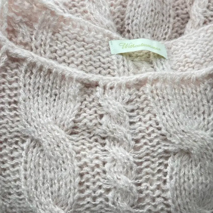 [BUNJANG] Without Summer Cinnamon Cable Knit Baby Pink / 위드아웃썸머 시나몬케이블니트 베이비핑크 실착1회