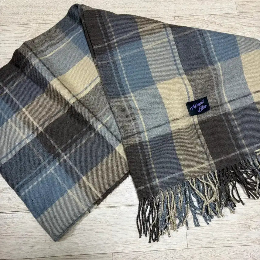 [BUNJANG] Almost Blue Checkered Muffler / 올모스트블루 체크 머플러