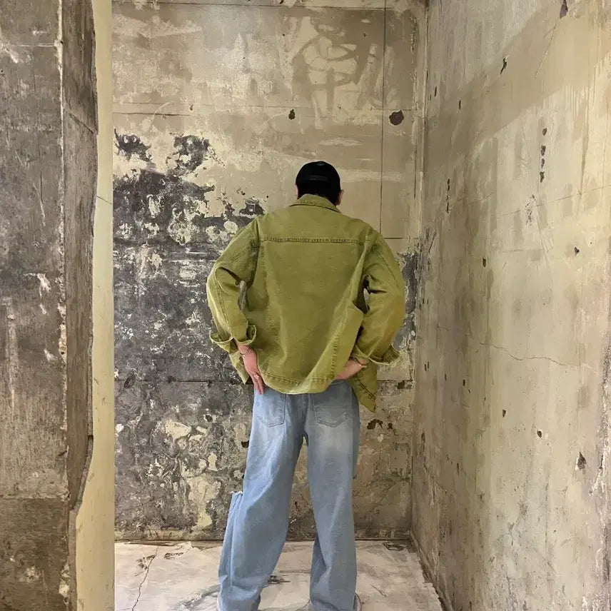 [BUNJANG] Olive Green Denim Jacket / 올리브그린색감 데님자켓