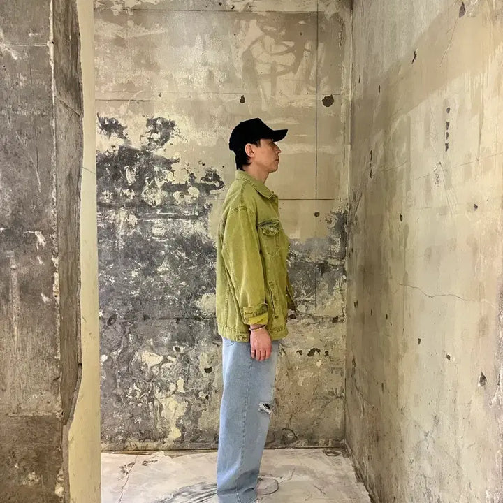 [BUNJANG] Olive Green Denim Jacket / 올리브그린색감 데님자켓