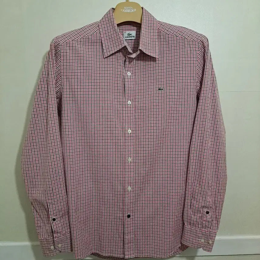 [BUNJANG] Lacoste Red Check Long Sleeve Shirt (Size 105) / 라코스테 레드 체크 긴팔 셔츠 105사이즈
