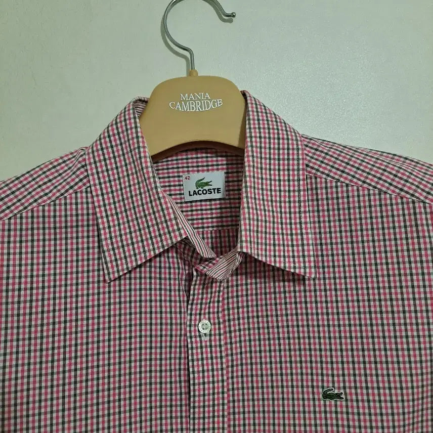 [BUNJANG] Lacoste Red Check Long Sleeve Shirt (Size 105) / 라코스테 레드 체크 긴팔 셔츠 105사이즈