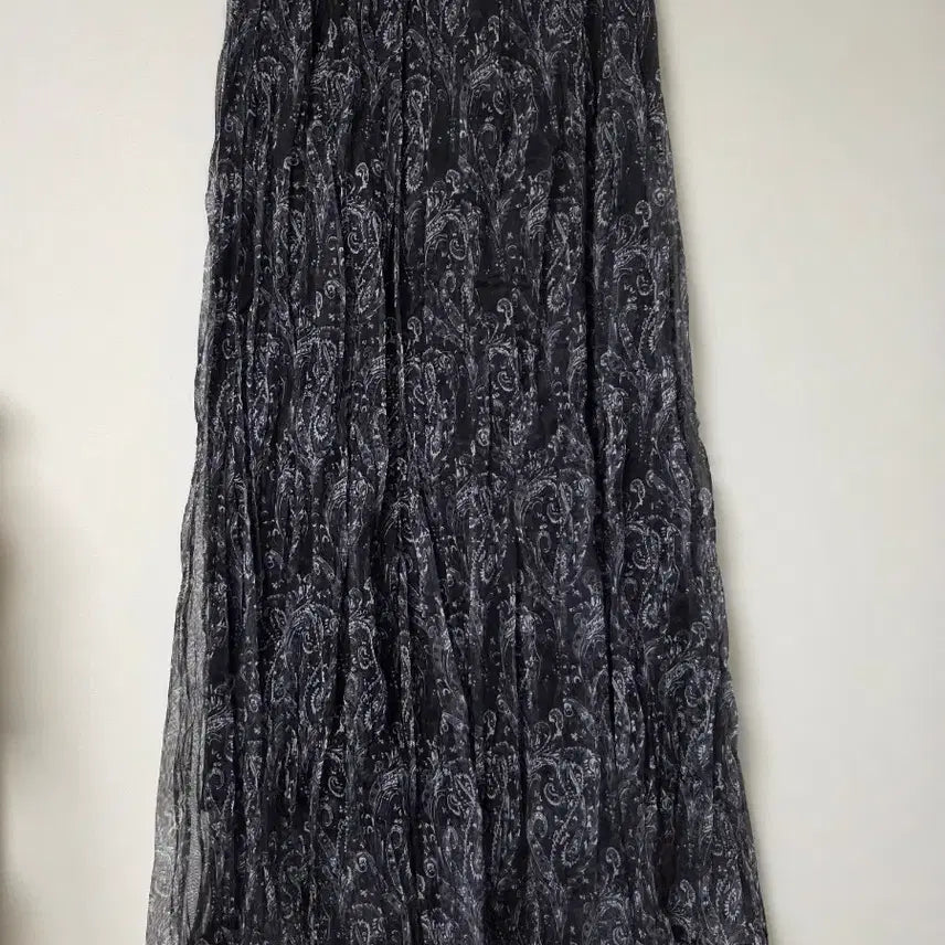 [BUNJANG] Paisley Chiffon Long Skirt / A급/24~26/블랙안감 페이즐리 쉬폰 롱 스커트