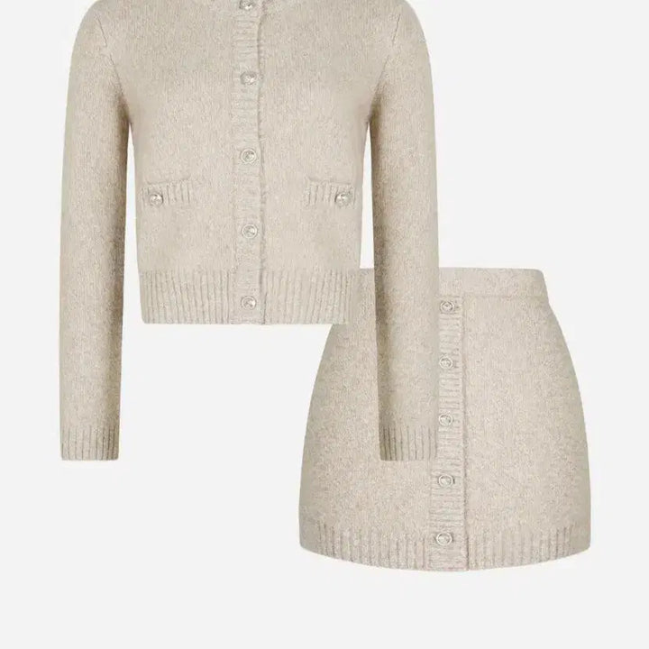 [BUNJANG] The Lauren Classic Beige Mix Knit Set / 더로랑 클래식 베이지 믹스 니트 셋