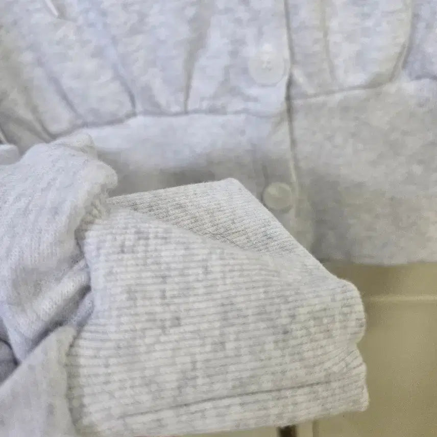 [BUNJANG] Button-Up Cropped Hoodie - Light Grey / 버튼업 크롭 후드티 라이트 그레이