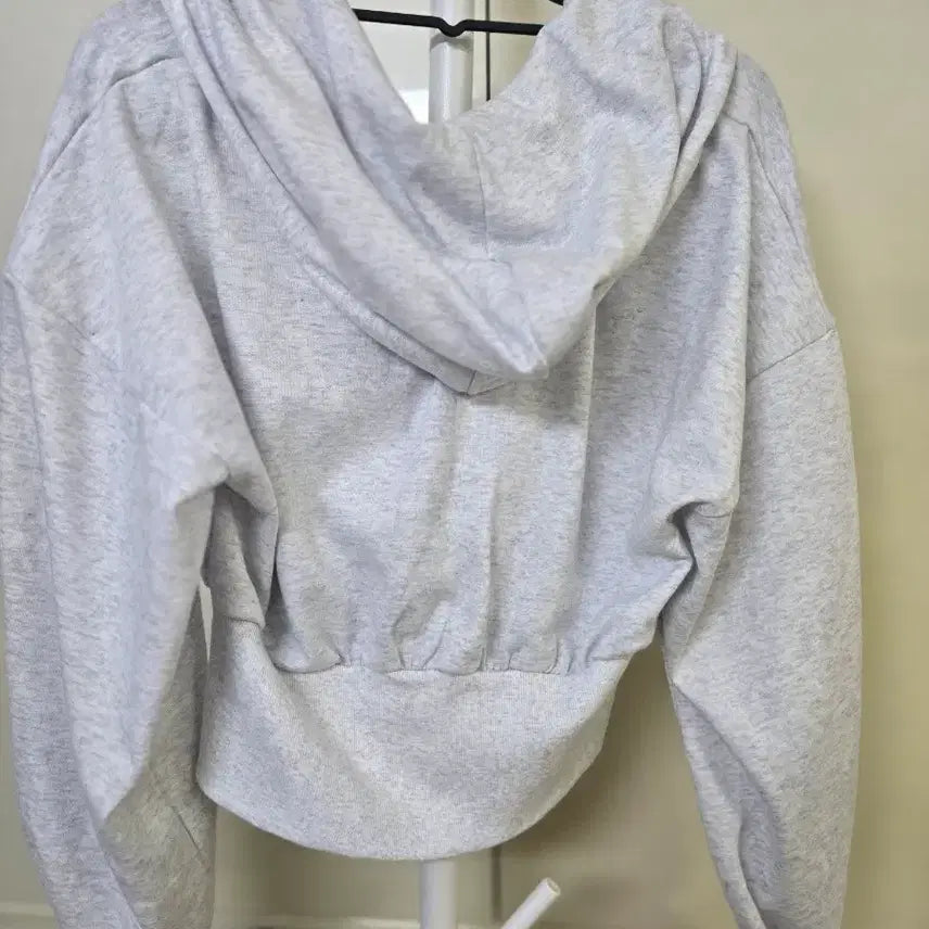 [BUNJANG] Button-Up Cropped Hoodie - Light Grey / 버튼업 크롭 후드티 라이트 그레이