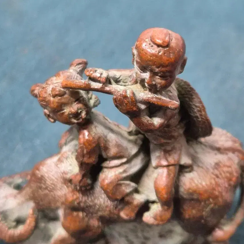 [BUNJANG] Water Buffalo Playing Instruments Miniature Bronze Statue / (목동)물소탄아이들(미니,동)