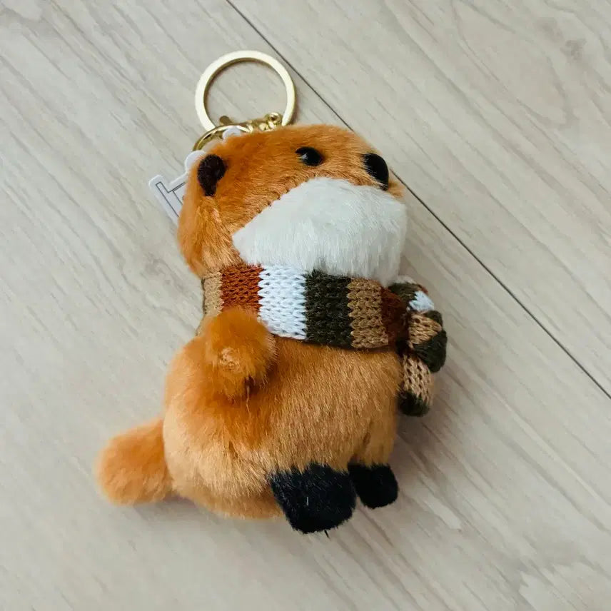 [BUNJANG] Mini Otter Doll Keychain with Scarf / 미니 수달 인형 키링 목도리 갈색