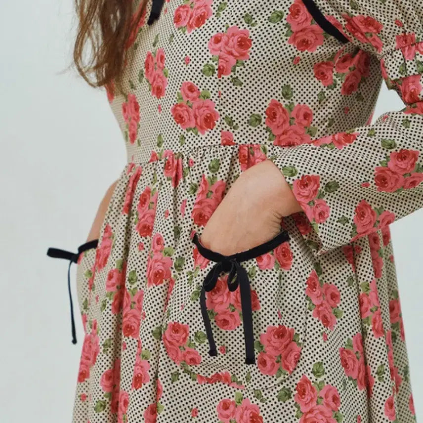 [BUNJANG] Jollyraid Rose Ribbon Mini Dress / 졸리레이드 로즈 리본 원피스