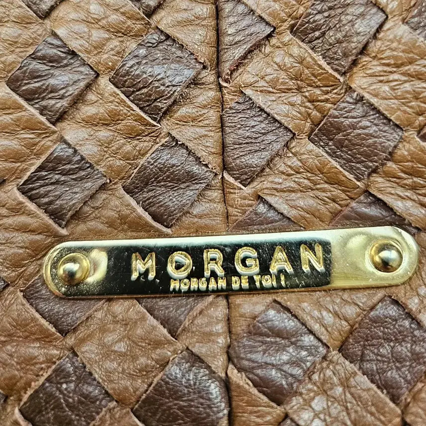 [BUNJANG] Morgan Weaving Brown Leather Tote Bag / 모르간 위빙 브라운 가죽 토트백
