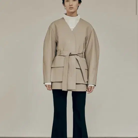 [BUNJANG] Low Classic Beige Leather Jacket / 로우클래식 레더자켓 원가35
