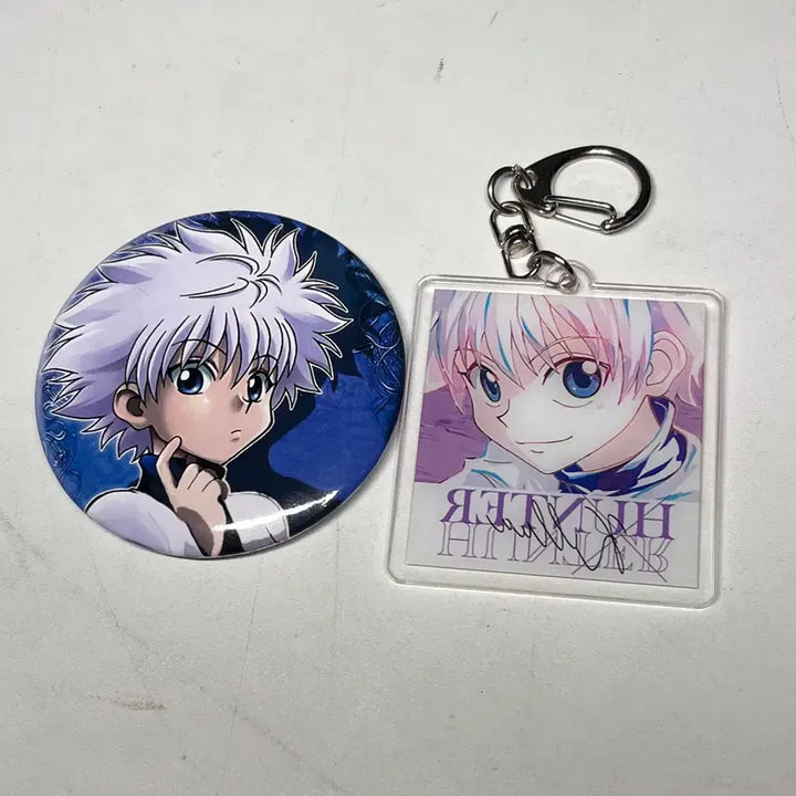 [BUNJANG] Hunter x Hunter Killua Badge &amp; Keychain Bundle Set / 헌터x헌터 키르아 뱃지+키링 일괄