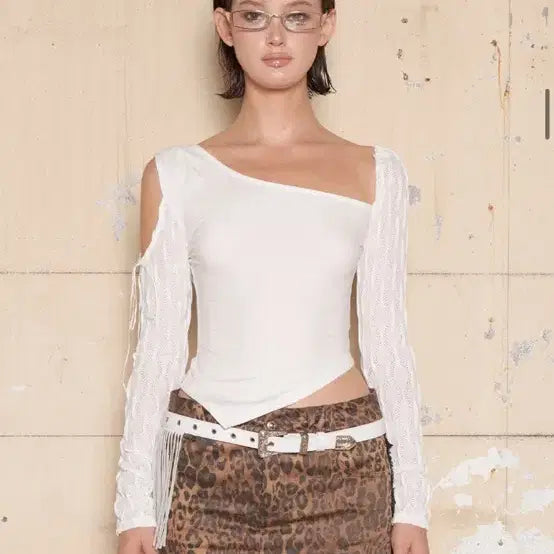 [BUNJANG] Hilda Leopard Tassel Mini Skirt Brown / 힐다 레오파드 태슬 미니 스커트 브라운 갸루 호피