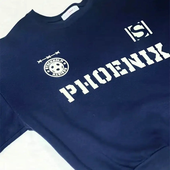 [BUNJANG] Two-Line Track Printing Point Navy Sweatshirt / 두줄 트랙 프린팅 포인트 네이비 맨투맨